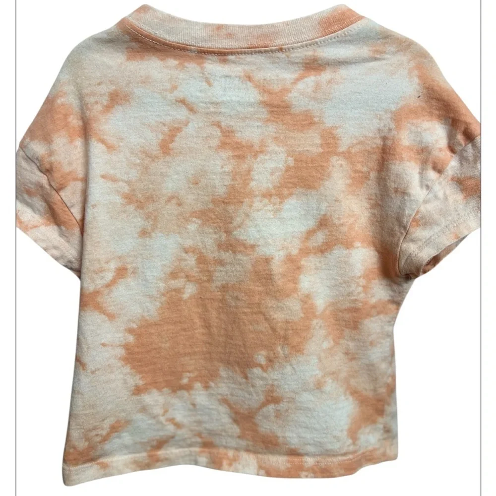 Snoopy with Sunflower Boxy Fit Graphic Tee Peach Acid Wash size 5 Spellout